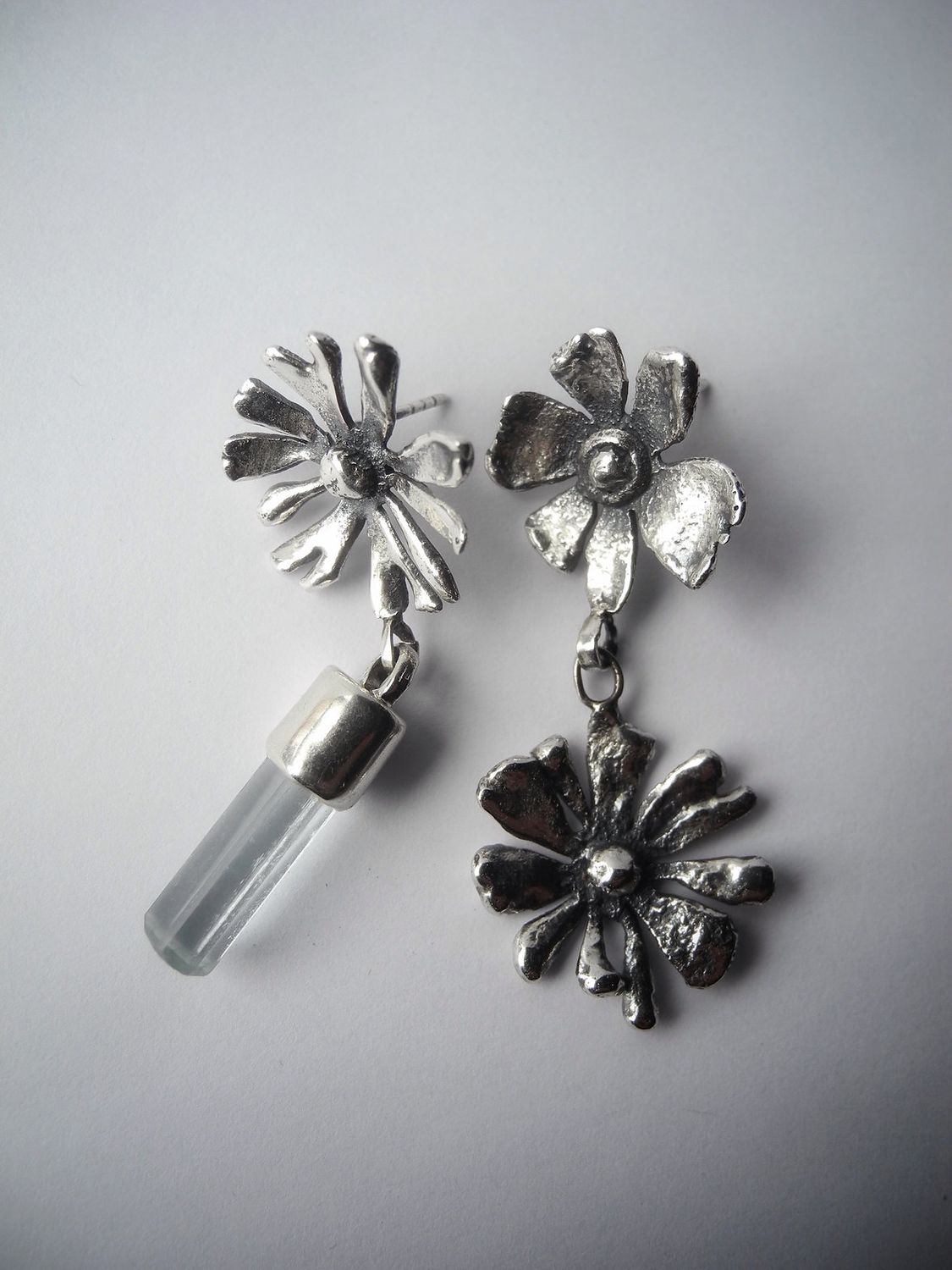 Jeneca Klausen, Sterling Silver, Mismatched Earrings, Saint John Jeweler, New Brunswick Fine Art, Gemstone 