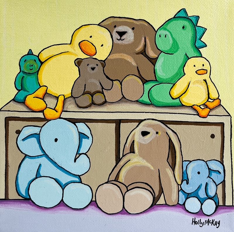 "The Gangs all Here" 8x8" Acrylic painting on Canvas