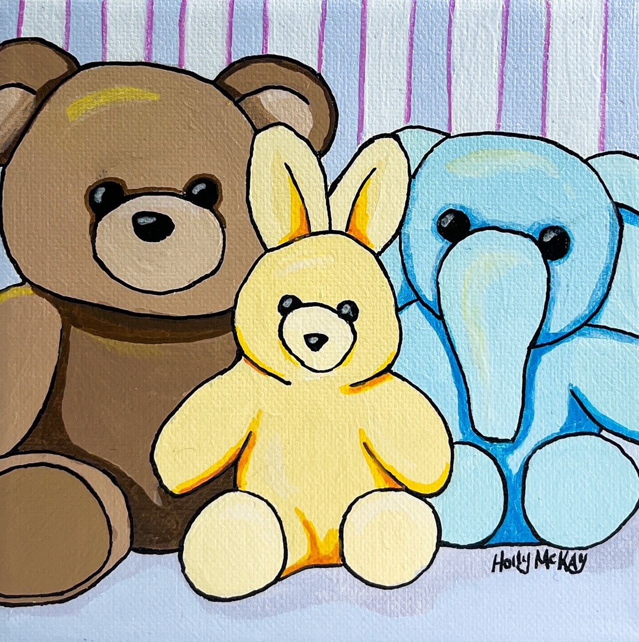 "The Stuffies" 6x6" Acrylic painting on Canvas