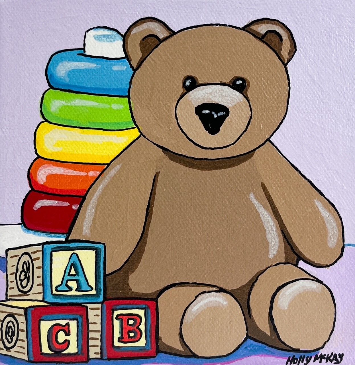 "Baby Toys" 6x6" Acrylic painting on Canvas