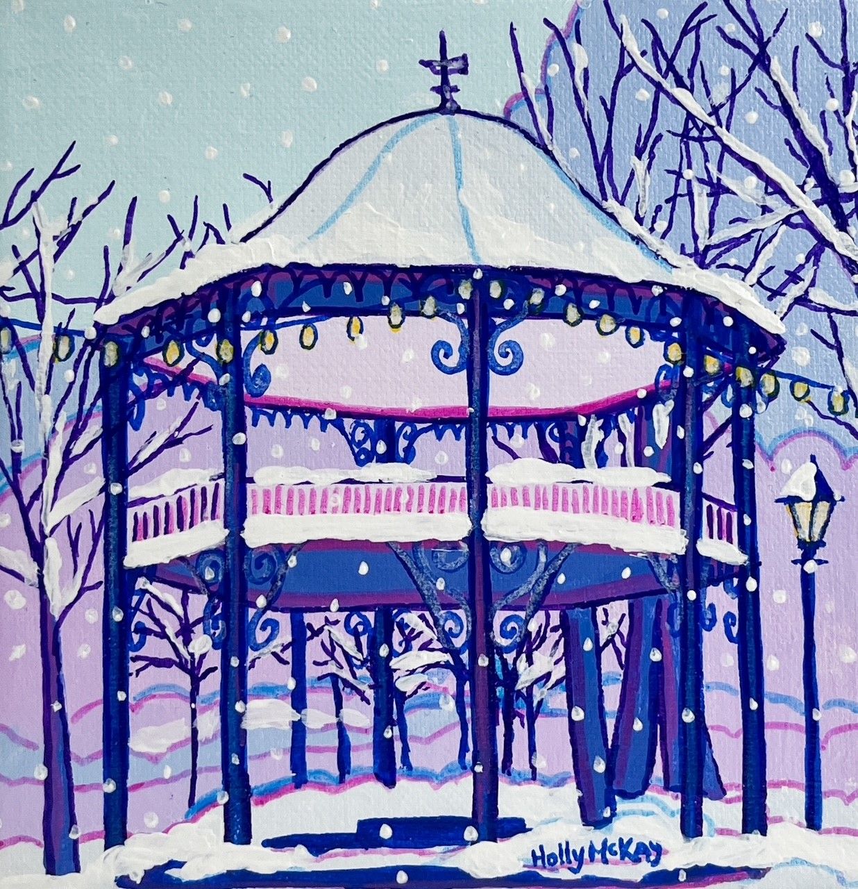 "The Bandstand" 6x6" Acrylic painting on Canvas