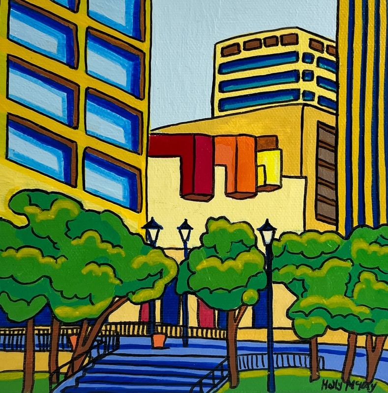 "City Hall" 6x6" Acrylic painting on Canvas