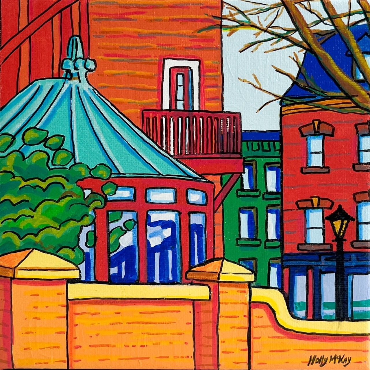 "Behind the Parker house Inn" 6x6" Acrylic painting on Canvas