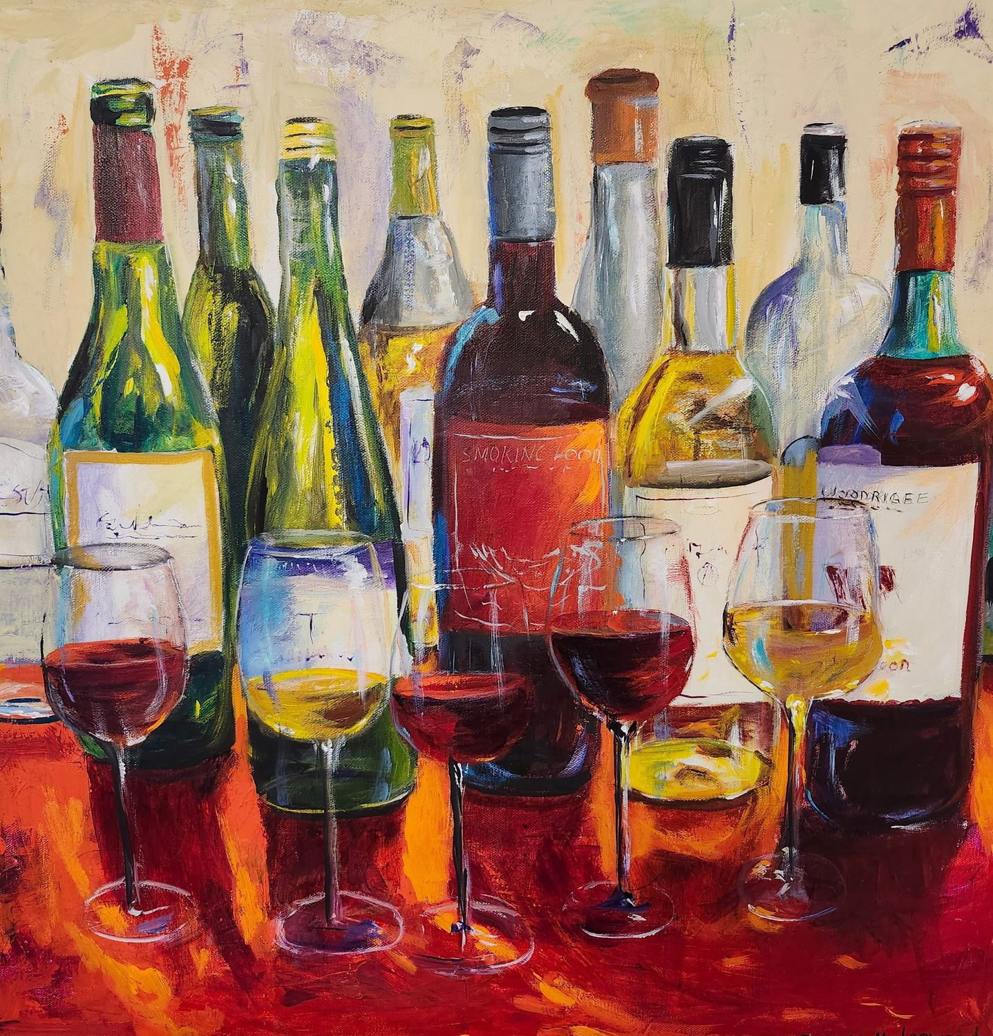 "Palette of Tasting Moments" 24x24" Acrylic & Oil on Wood Canvas 25x25" Framed