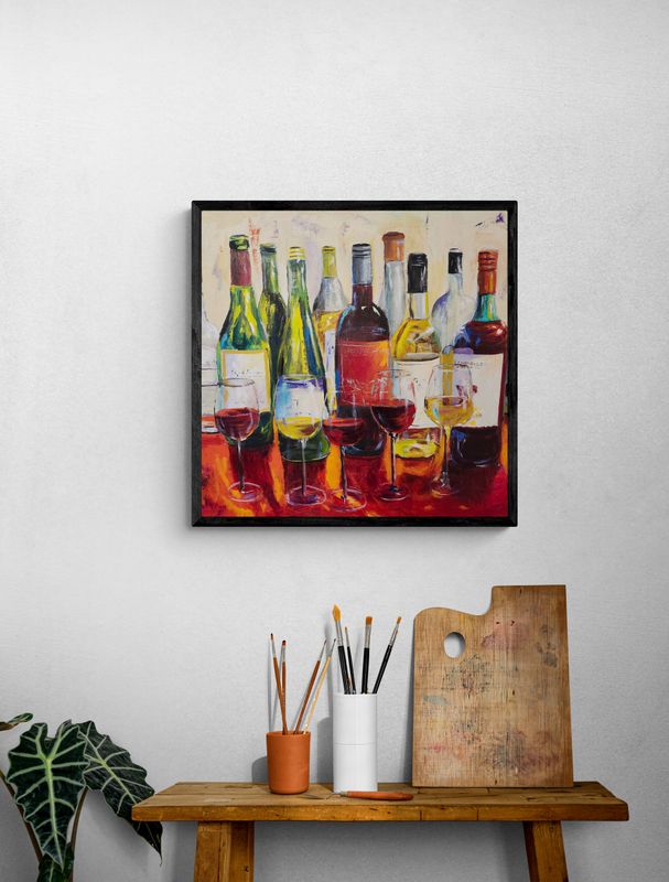 Colleen Underwood Artist Painter Handworks Gallery Saint John NB Acrylic Oil Painting Bottles Liquor Alcohol Tasting Wine
