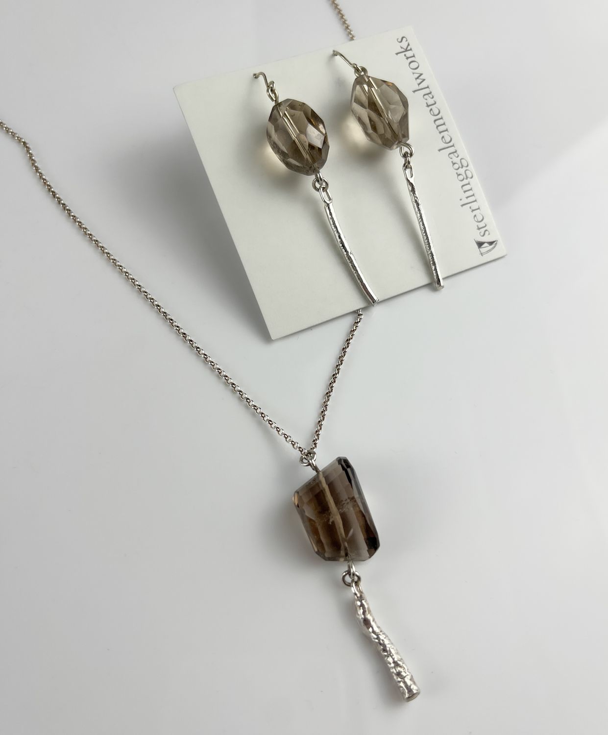 Reticulated Smokey Quartz Collection, Sterling Silver