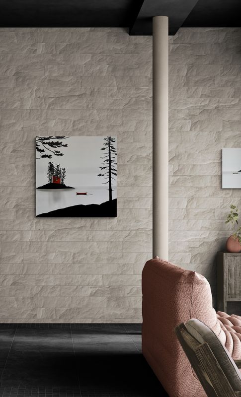Natasha Miller Artist Painter Handworks Gallery Saint John New Brunswick Charcoal Acrylic Painting Lake Island Cabin Red Boat