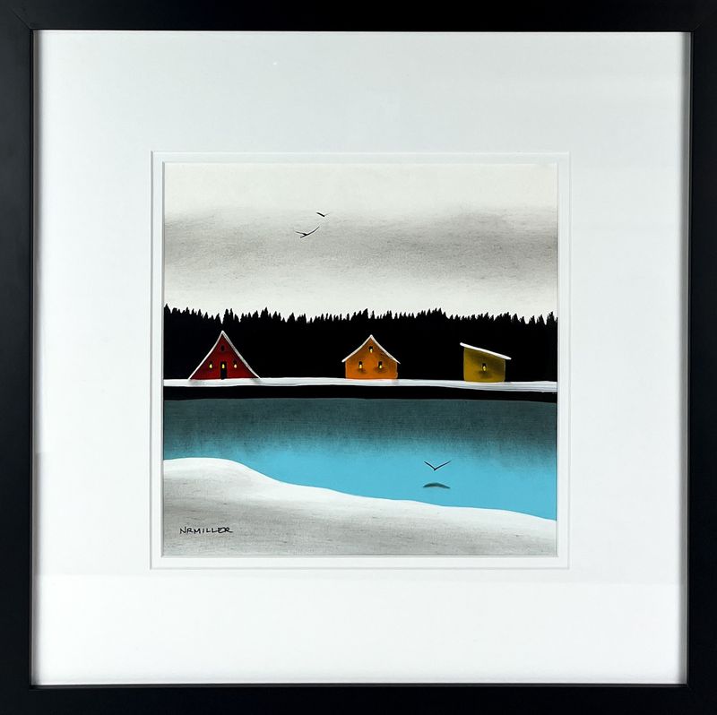 "Still Time" 9.5x9.5" Acrylic & Charcoal Panting Framed 17.25x17.25"