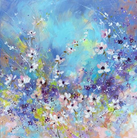 Louise Baker Artist Painter Handworks Gallery Saint John New Brunswick NB Acrylic Painting  Pink Dianthus Flowers Floral 