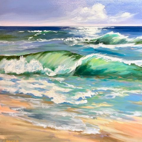Louise Baker Artist Painter Handworks Gallery Saint John New Brunswick NB Acrylic Painting Seascape Ocean Waves Beach Seaside