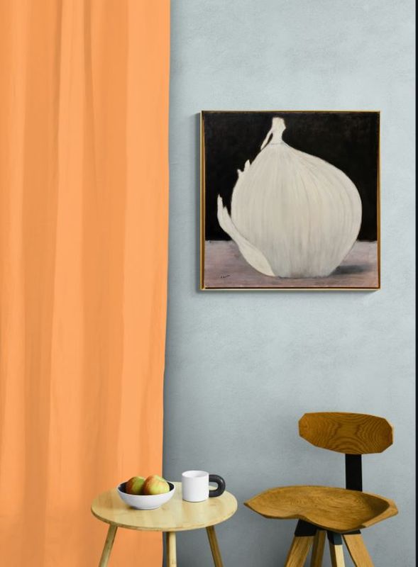 "White Onion" 30x30" Oil on Canvas Framed 31.25x31.25" Painting