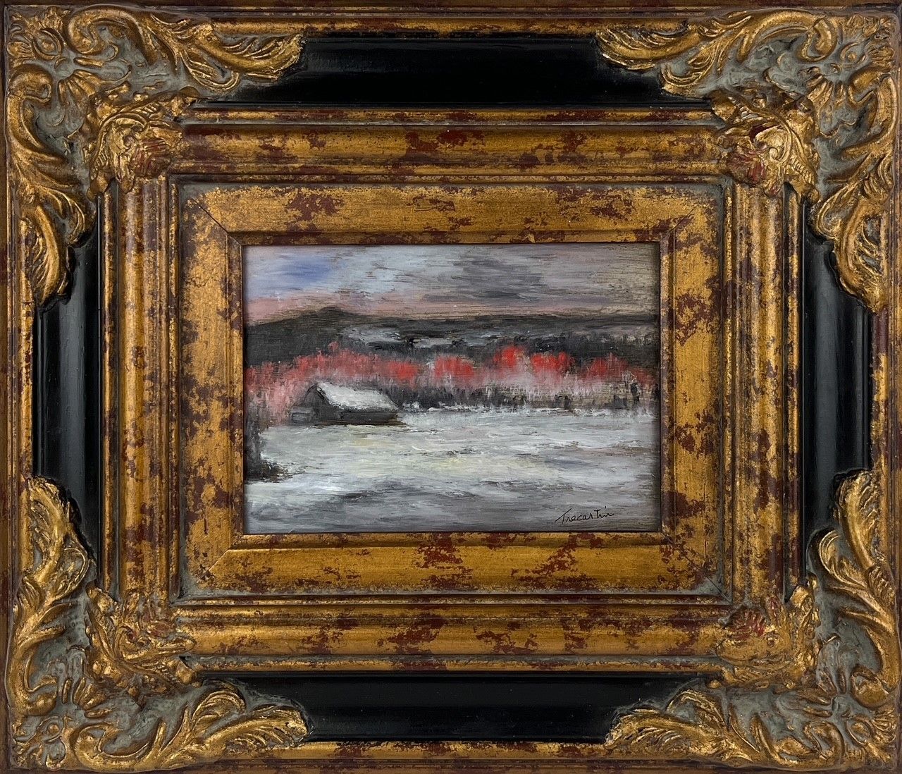 "Calm before the Storm" 5x7" Framed 12.5x14.5" Oil on Board