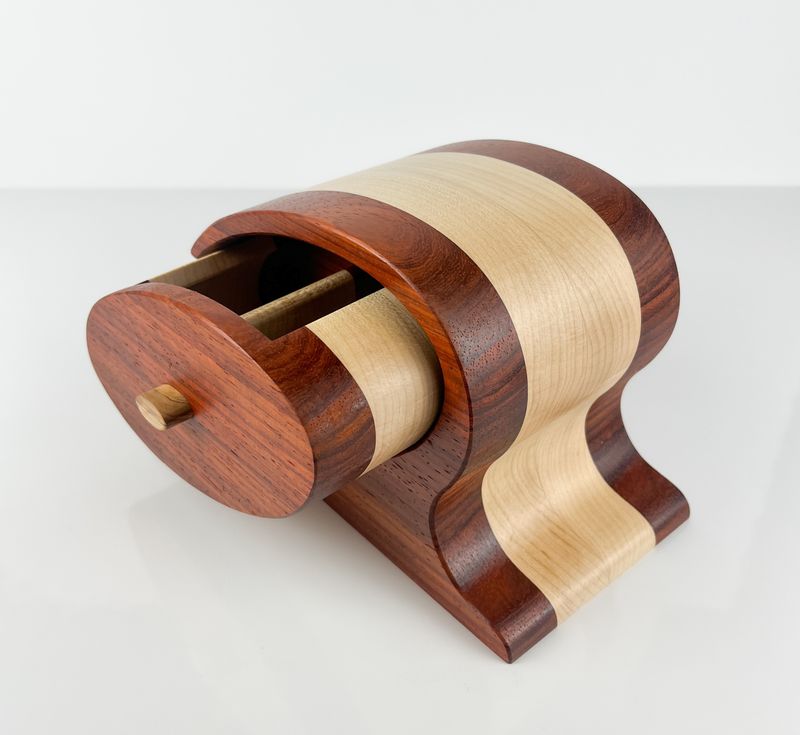 2 Way Bandsaw Box- Padauk, Applewood 8.75x5.25x4.5"