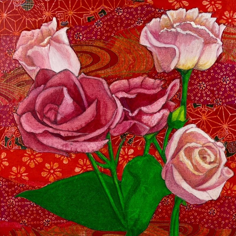 "Sprung I" 8x8" Mixed Media on Wood Canvas