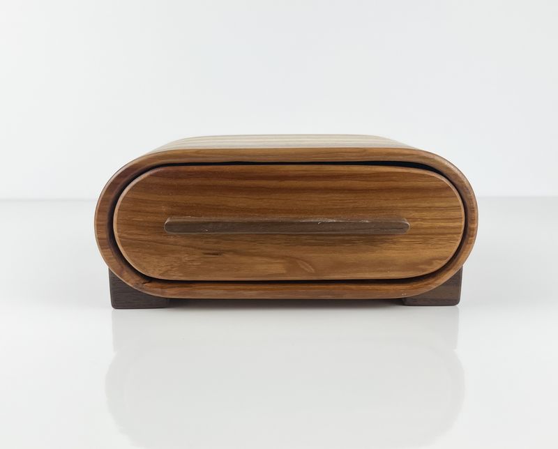 Retro Bandsaw Box- NB Cherry, Teak, Black Walnut 8x3.5x5"