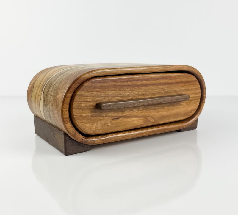 Retro Bandsaw Box- NB Cherry, Teak, Black Walnut 8x3.5x5"