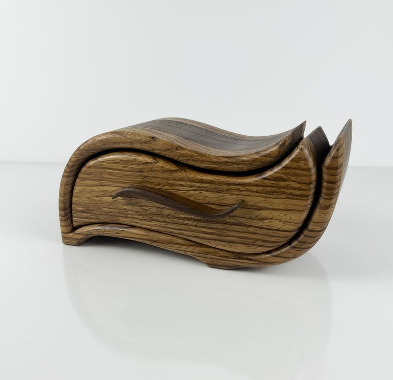 Bandsaw Box- Zebrawood, Peruvian Walnut 8x4x4"