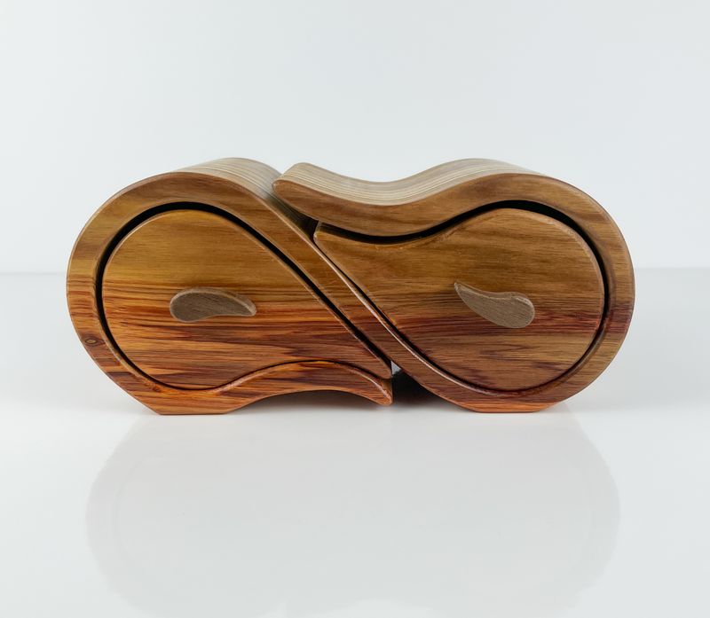 Double Bandsaw Box- Canary wood & Teak 9x3.75x5"