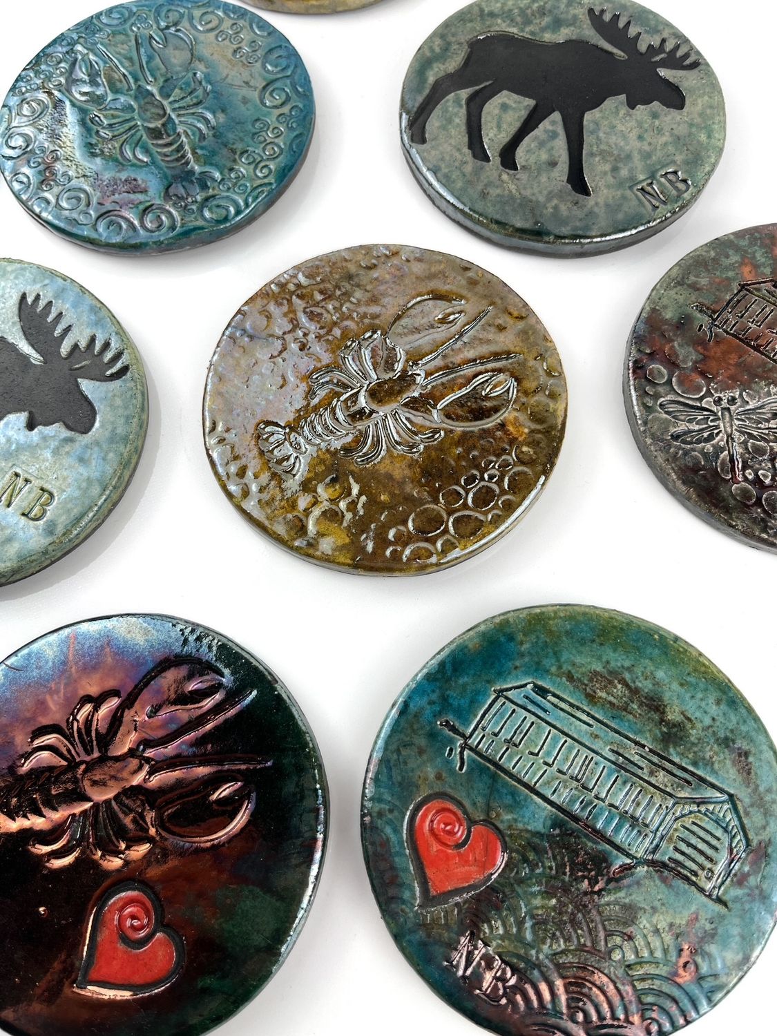 Moose, Coaster, New Brunswick, Raku Pottery, Fish by Fire,Lobster, Local art, Canadian Made, Moose