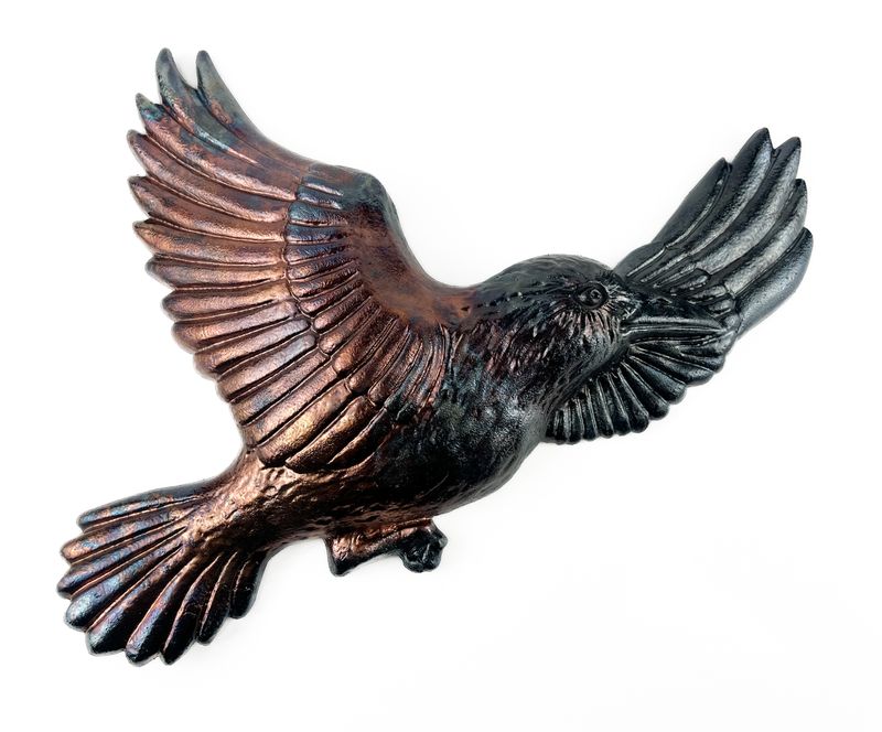 "Crows in Flight" 15" wide Raku Pottery Wall Hanging