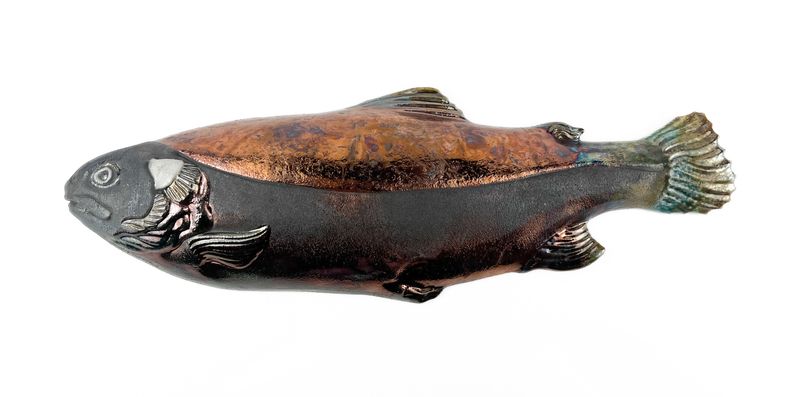 Raku Salmon Pottery Wall Hanging