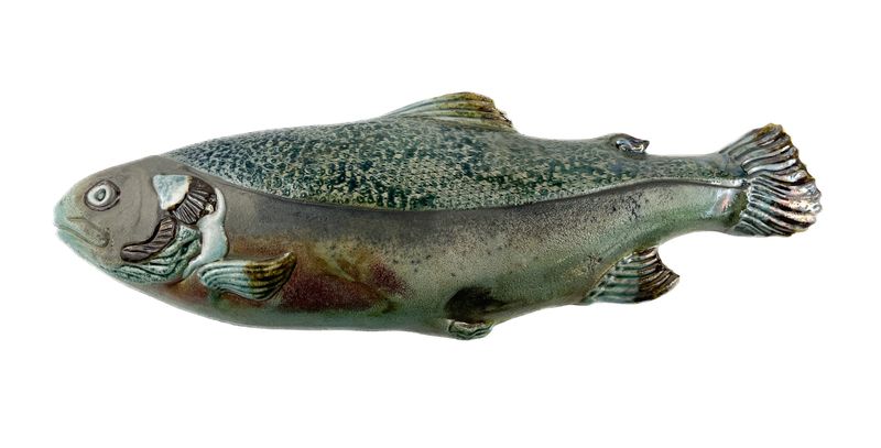 Raku Salmon Pottery Wall Hanging