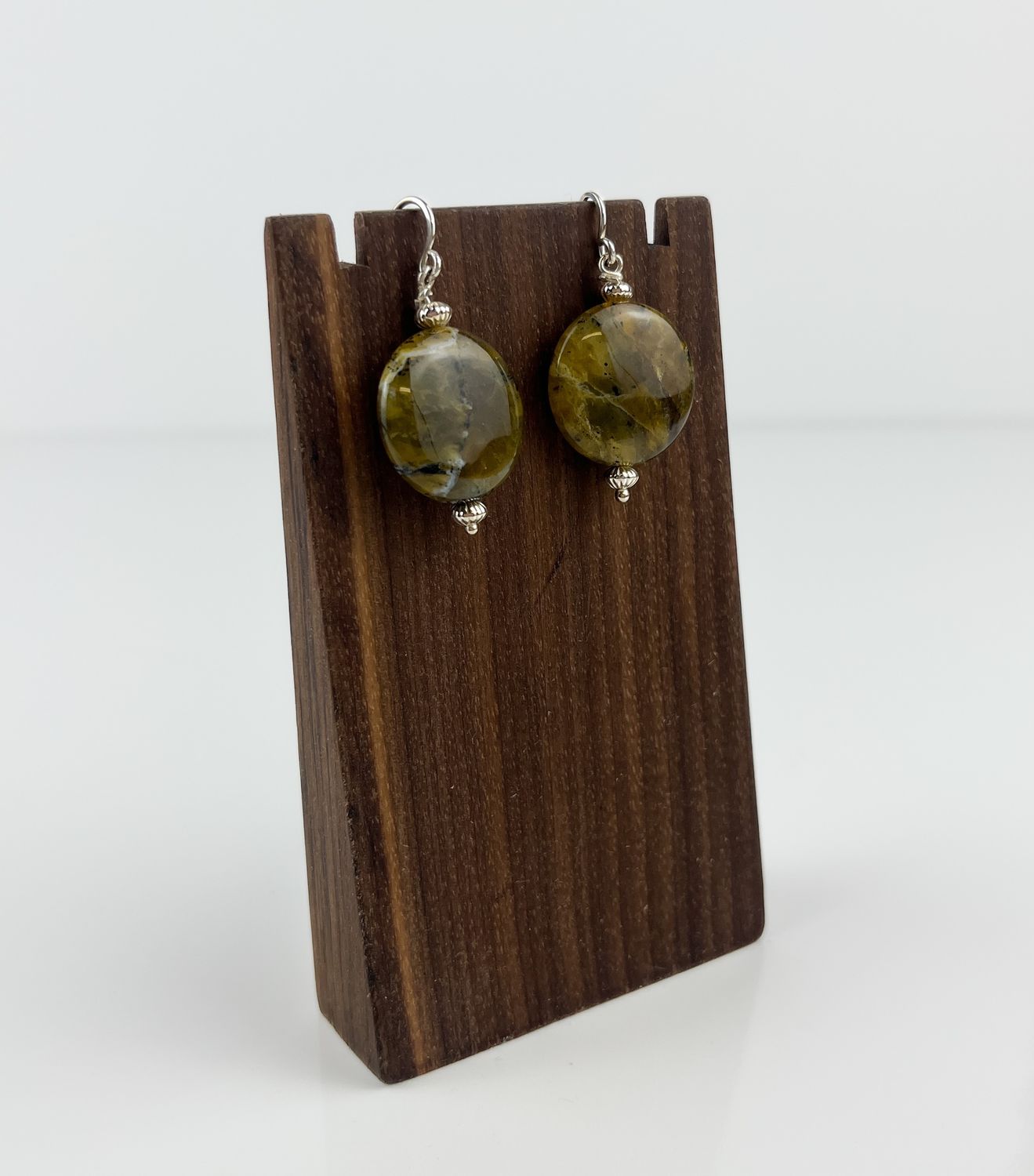 Opal agate large flat bead earrings Jewellery