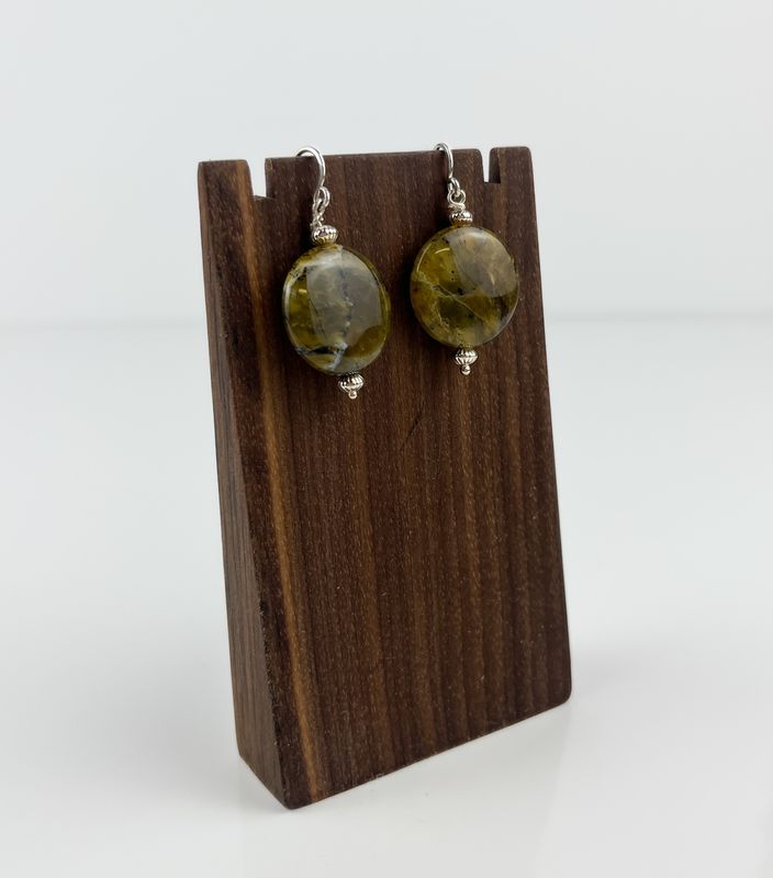 Opal agate large flat bead earrings Jewellery