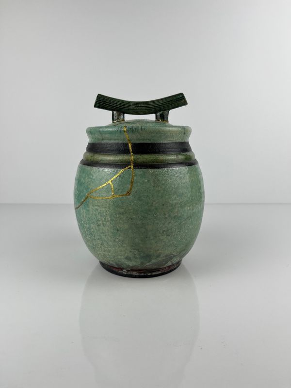 Kintsugi Covered Pottery Jar/urn