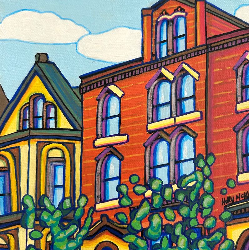 Small Painting of an Uptown Saint John Scene New Brunswick Canada 