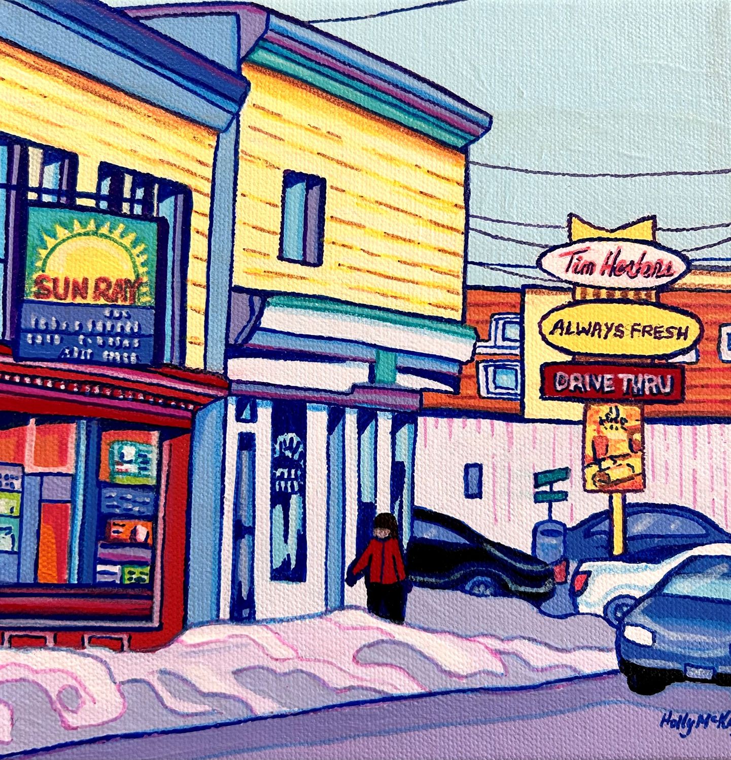 Local Storefront Architecture Uptown Saint John New Brunswick Canada Tim Hortants Sun Ray Variety Store Corner Store 