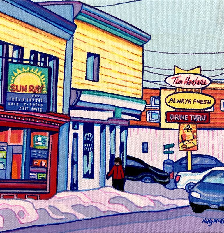 Local Storefront Architecture Uptown Saint John New Brunswick Canada Tim Hortants Sun Ray Variety Store Corner Store 