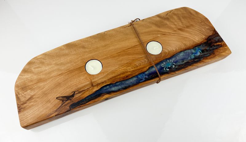 Spalted Maple T-Light Holder 7x19"