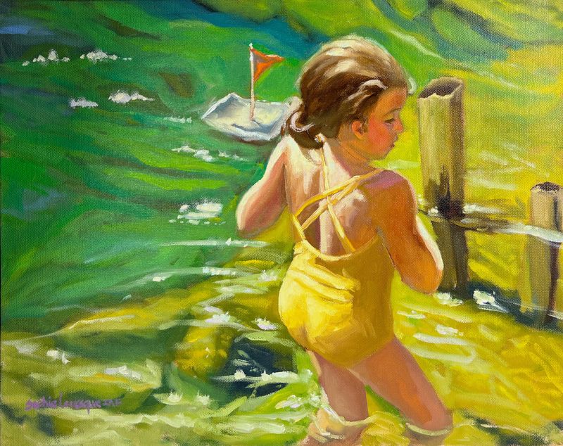 "Little Boat on the Pond" 16x20" Oil on Canvas