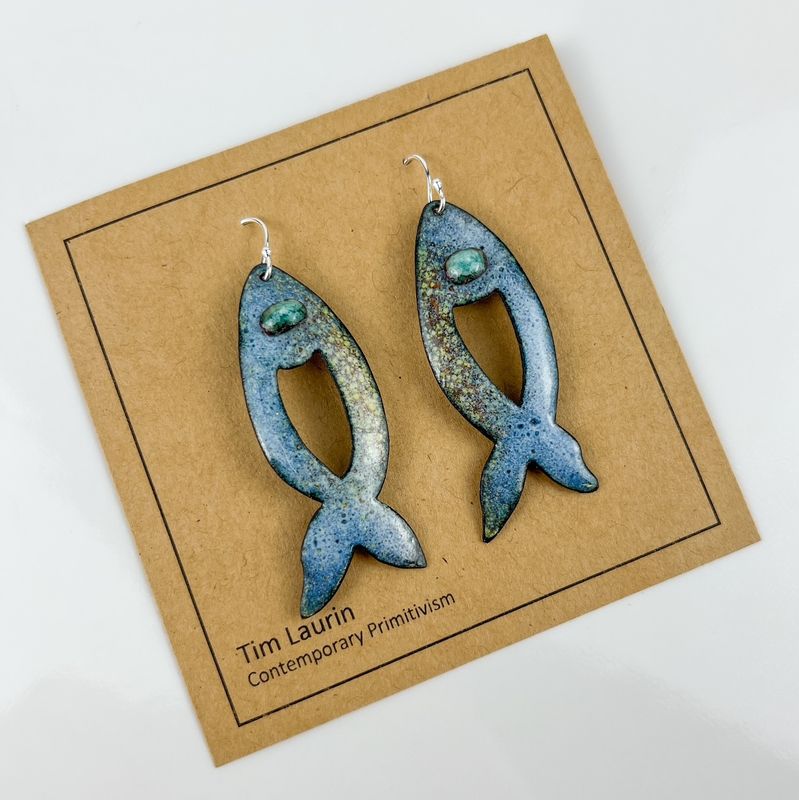 Fish Collection Powdered Glass/ Mixed Metal Earrings