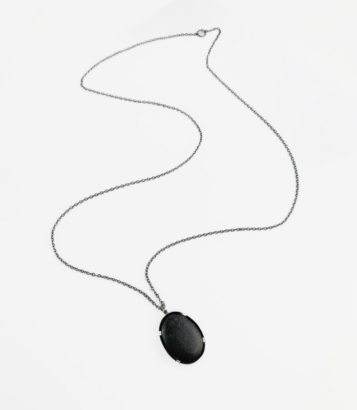 Beach Stone Pendant, Sterling Silver