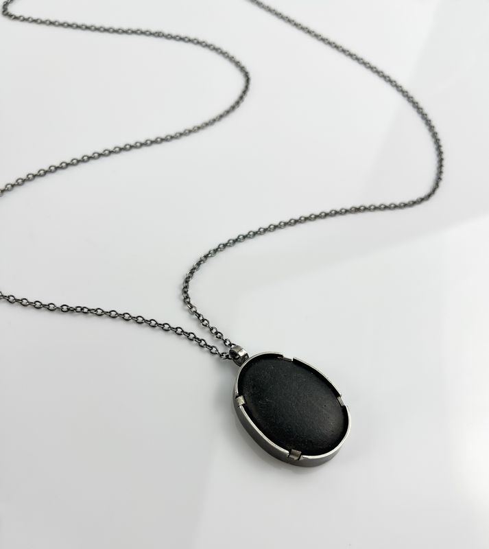 Beach Stone Pendant, Sterling Silver