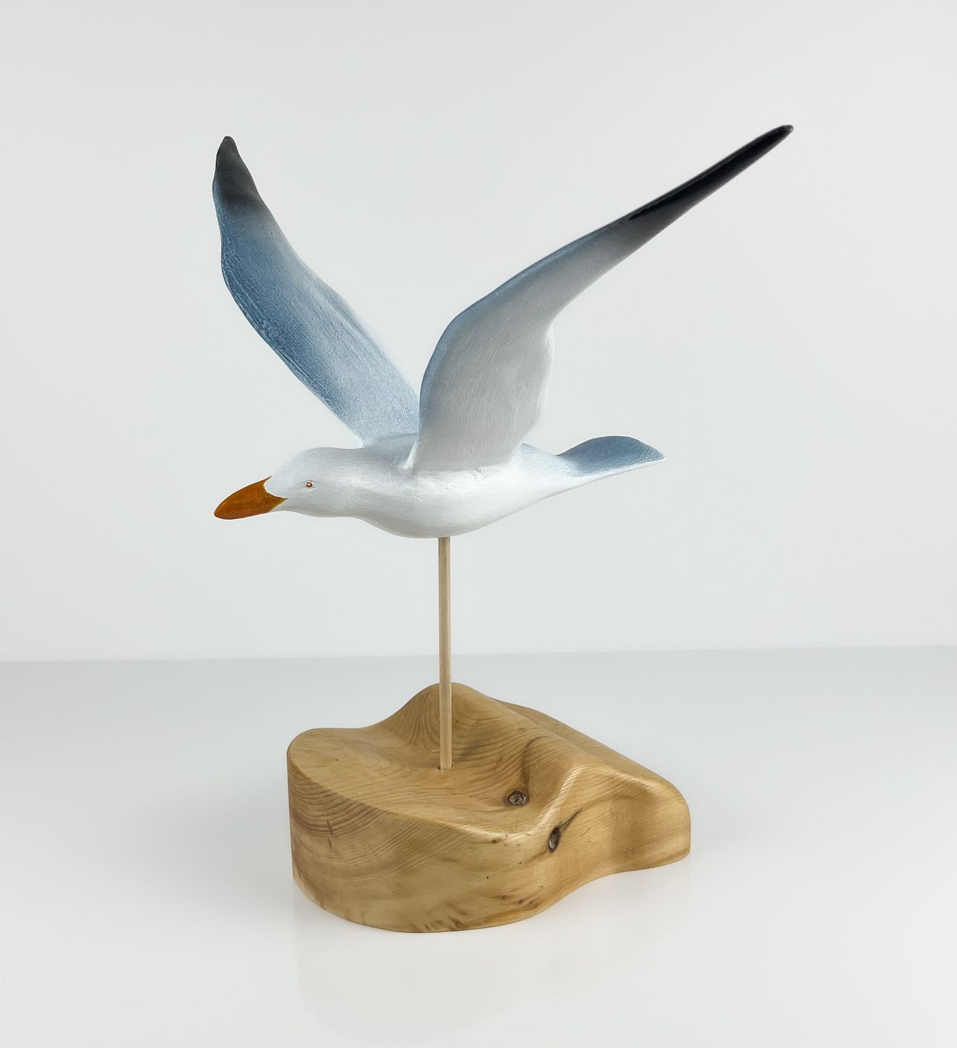 Seagull Wood Bird Sculpture By St. Andrews Blue Ribbon Award Winning Artist Timothy Griffin Canadian Made Coastal Ocean life 