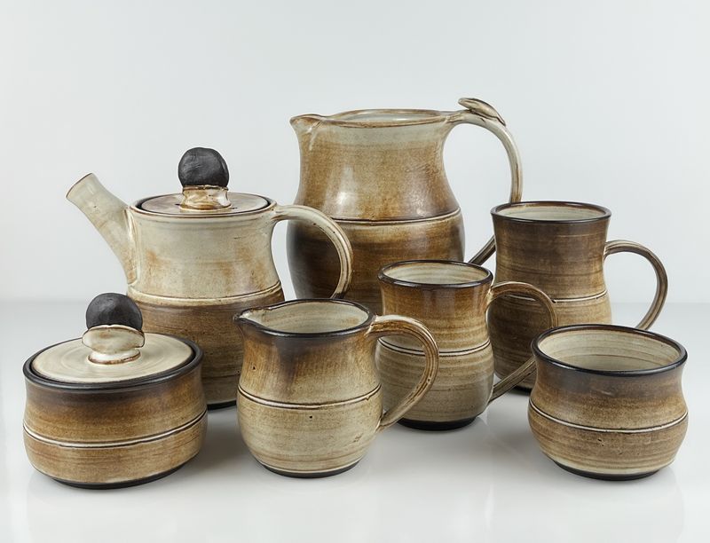 Krysta Oland, Morning Sun Pottery, Minimalist Pottery, Mug, New Brunswick Potter, Canadian, Sugar Dish, Teapot, Pitcher 