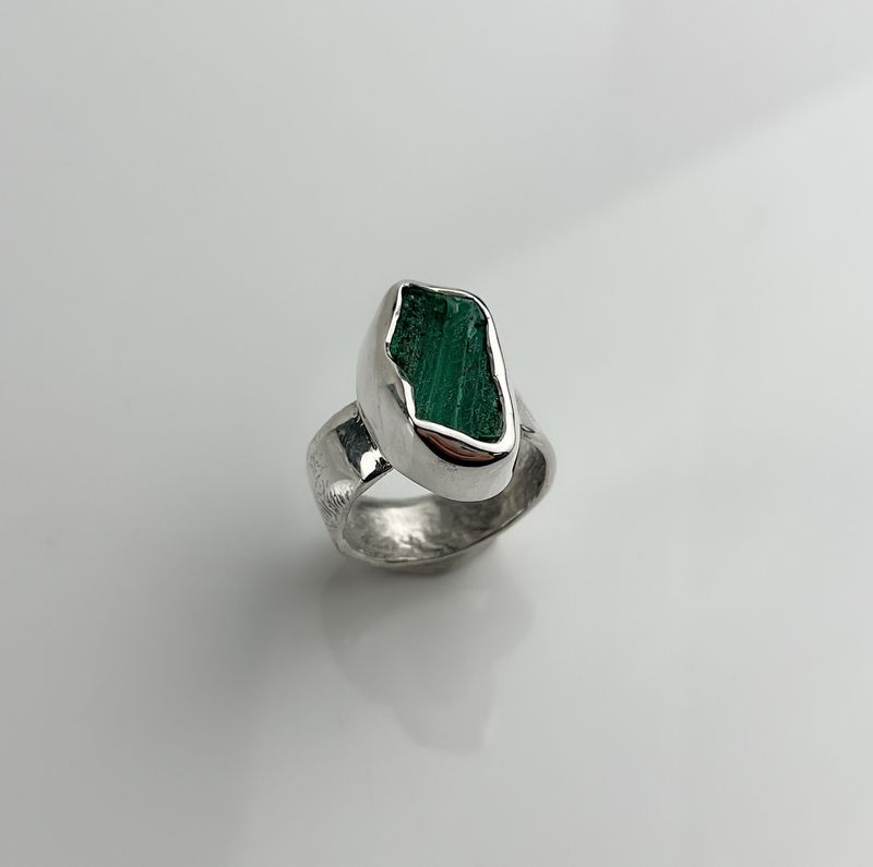 Threshold Collection: Sealed in Green Malachite (Raw) Ring Size 7.5