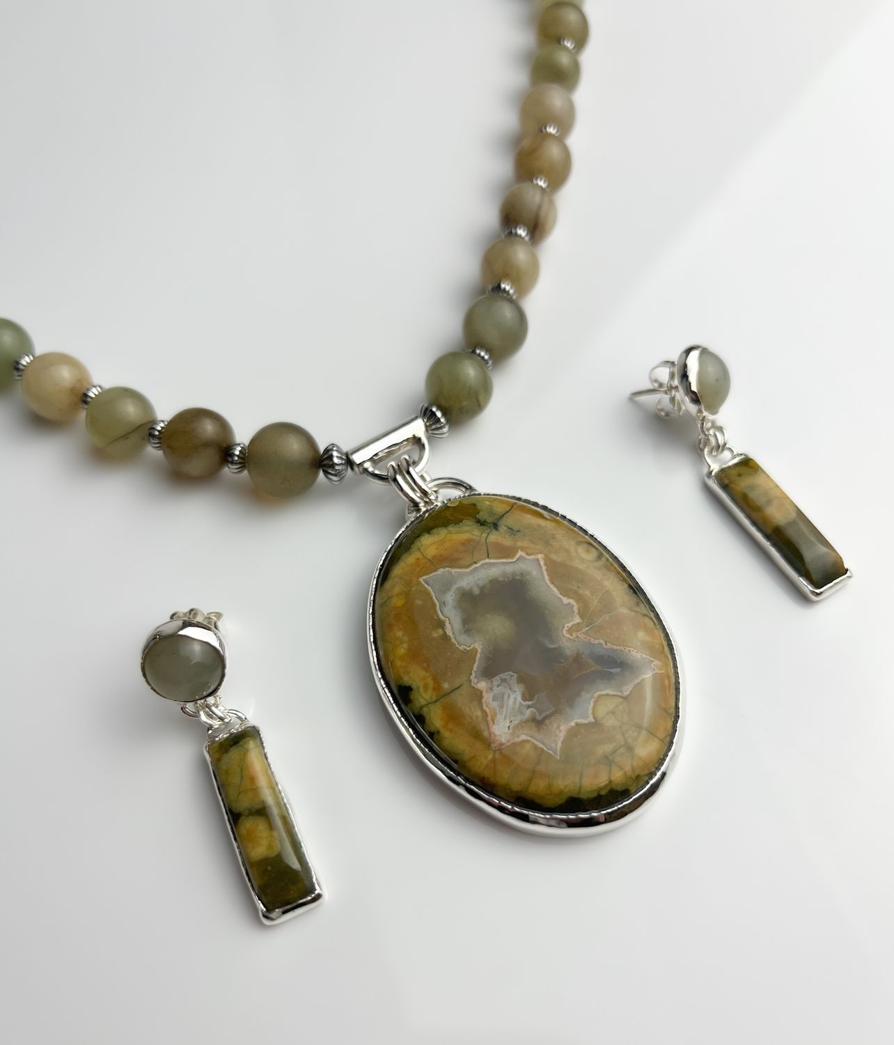 Ocean Jasper Soochow Collection, Sterling Silver