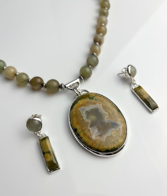 Ocean Jasper Soochow Collection, Sterling Silver