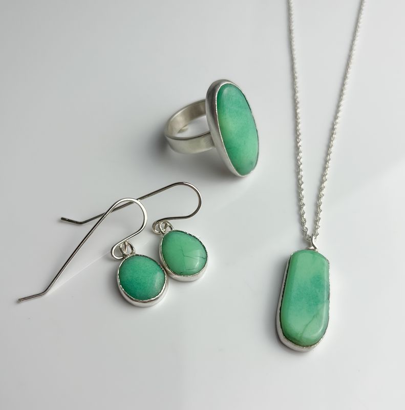 Chrysoprase Collection, Sterling Silver