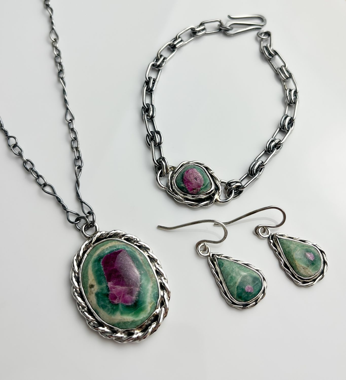 Ruby in Fuchite Collection, Sterling Silver