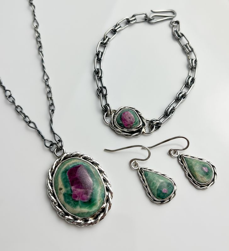 Ruby in Fuchite Collection, Sterling Silver