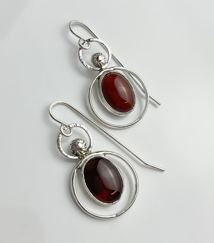 Stone Earrings, Sterling Silver