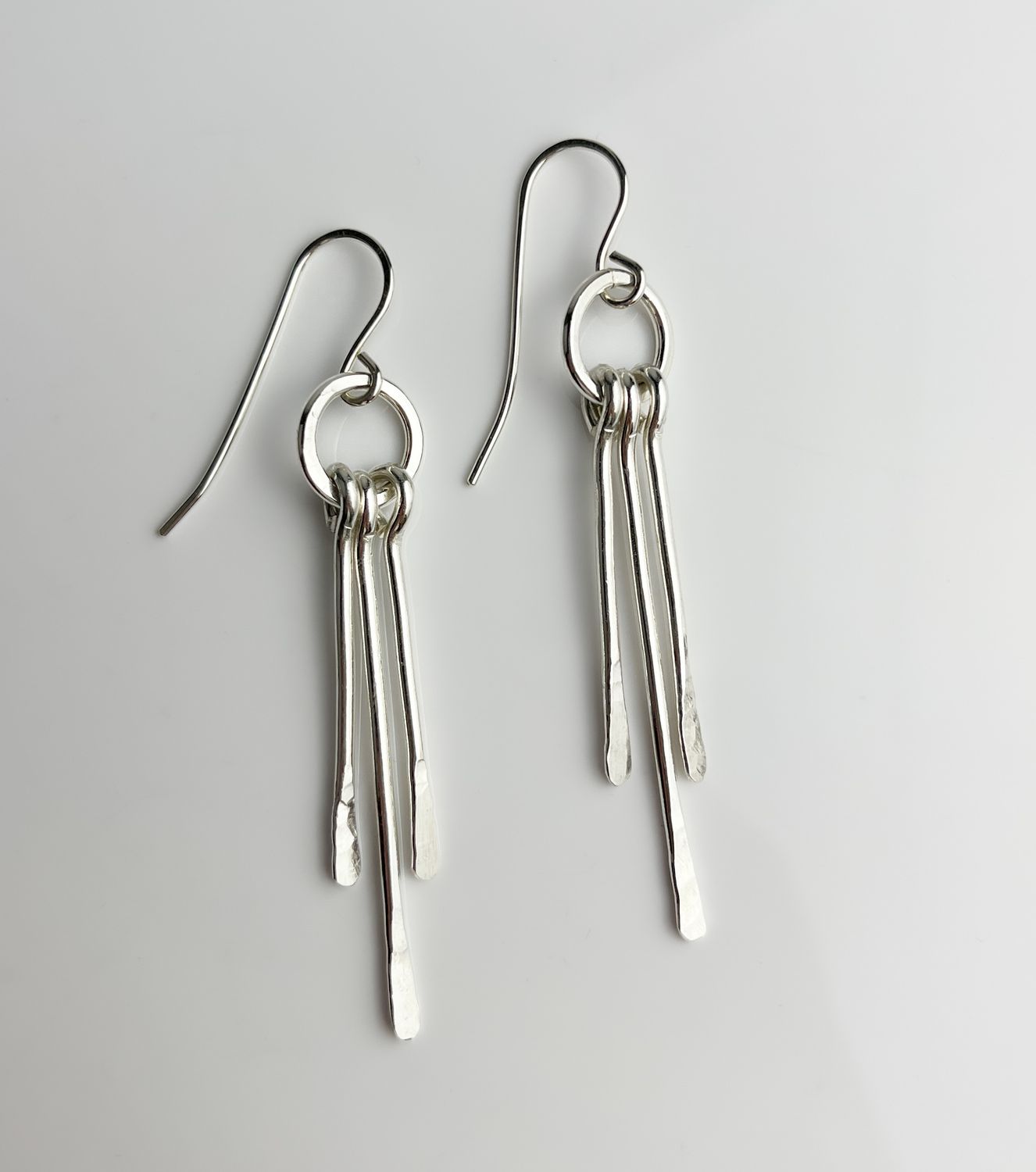 Hammered Paddle Earrings, Sterling Silver