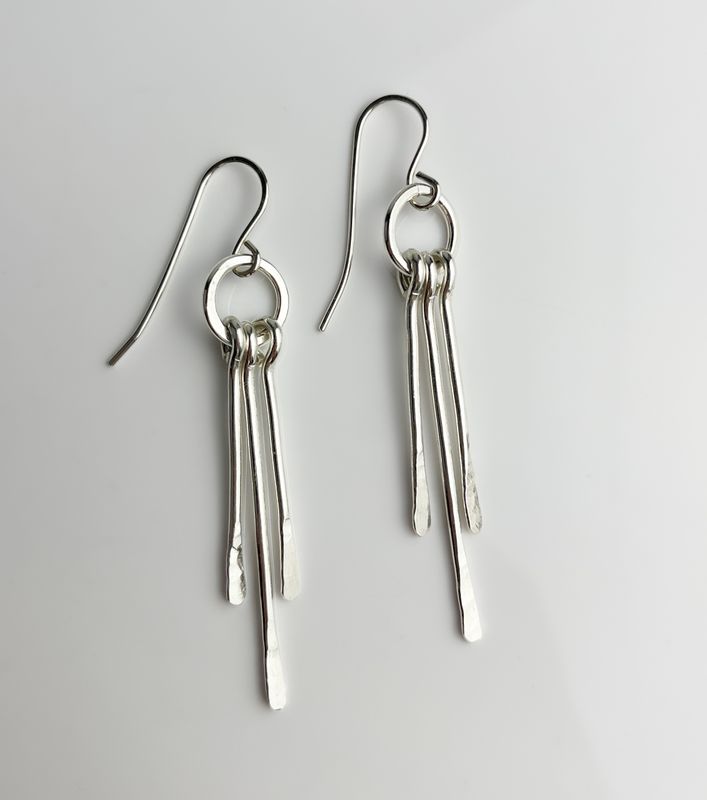 Hammered Paddle Earrings, Sterling Silver