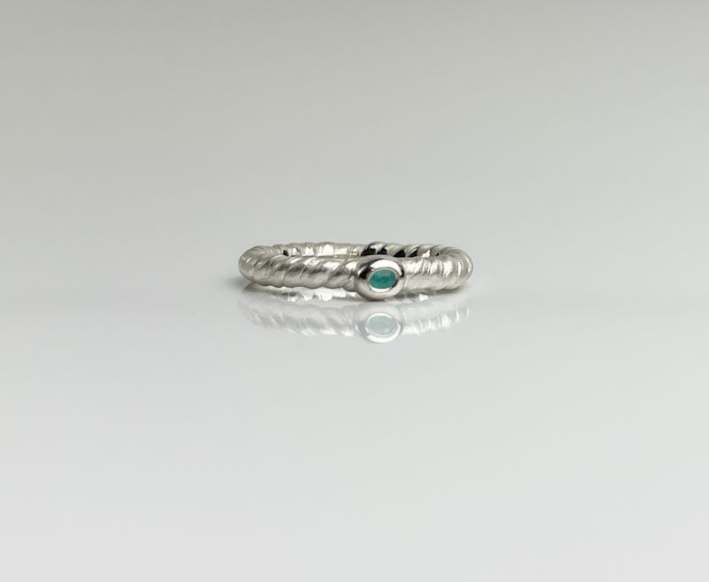 Cordage Silver Twist Ring with Oval Paraiba Tourmaline Size 7.25