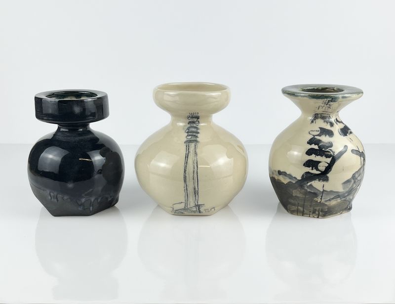 Powerline Collection: 5.5" Stoneware Flat Rim Vase